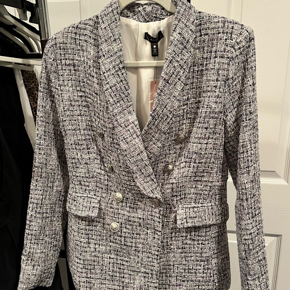 Aqua Tweed Blazer - Black and White